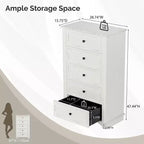 Karl Home 5-Drawer White MDF (Medium-Density Fiberboard) 28.74in. W Chest of Drawer