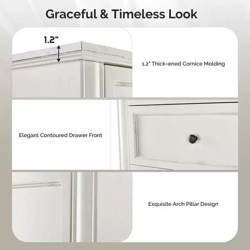 Karl Home 5-Drawer White MDF (Medium-Density Fiberboard) 28.74in. W Chest of Drawer