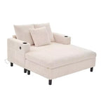 Oversized Upholstered Chaise Lounge Lazy Sleeper Sofa Bed Reading Couch with 3 Pillows, USB & Type-C port, Cup Holder, Side Pocket - ModernLuxe