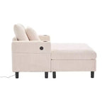 Oversized Upholstered Chaise Lounge Lazy Sleeper Sofa Bed Reading Couch with 3 Pillows, USB & Type-C port, Cup Holder, Side Pocket - ModernLuxe