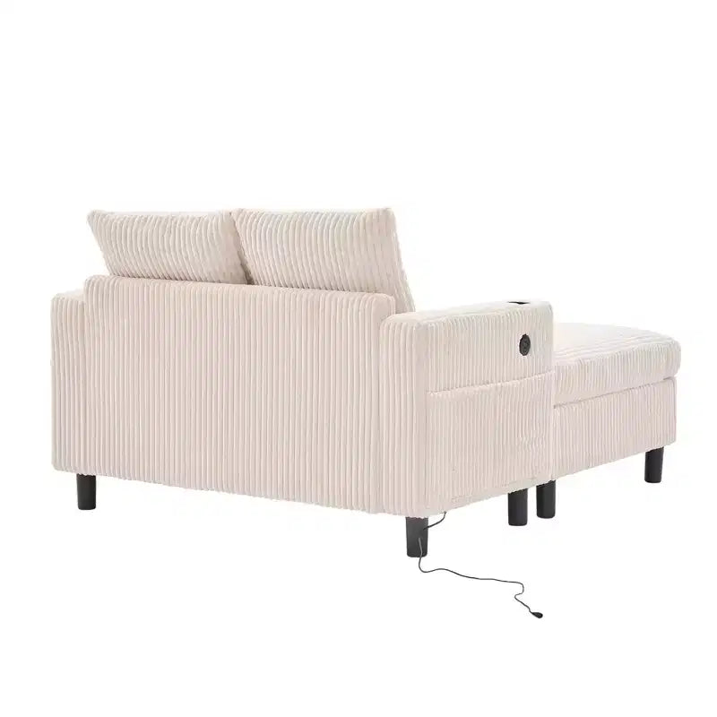Oversized Upholstered Chaise Lounge Lazy Sleeper Sofa Bed Reading Couch with 3 Pillows, USB & Type-C port, Cup Holder, Side Pocket - ModernLuxe