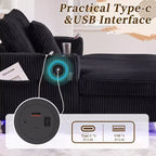 Oversized Upholstered Chaise Lounge Lazy Sleeper Sofa Bed Reading Couch with 3 Pillows, USB & Type-C port, Cup Holder, Side Pocket - ModernLuxe