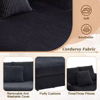 Oversized Upholstered Chaise Lounge Lazy Sleeper Sofa Bed Reading Couch with 3 Pillows, USB & Type-C port, Cup Holder, Side Pocket - ModernLuxe