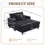 Oversized Upholstered Chaise Lounge Lazy Sleeper Sofa Bed Reading Couch with 3 Pillows, USB & Type-C port, Cup Holder, Side Pocket - ModernLuxe