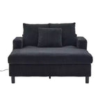 Oversized Upholstered Chaise Lounge Lazy Sleeper Sofa Bed Reading Couch with 3 Pillows, USB & Type-C port, Cup Holder, Side Pocket - ModernLuxe