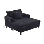 Oversized Upholstered Chaise Lounge Lazy Sleeper Sofa Bed Reading Couch with 3 Pillows, USB & Type-C port, Cup Holder, Side Pocket - ModernLuxe