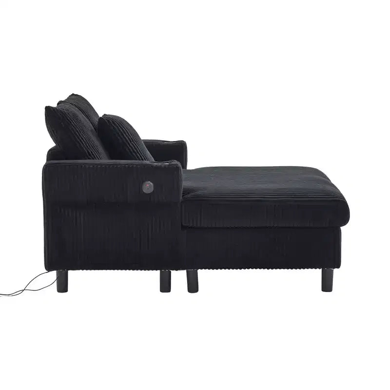 Oversized Upholstered Chaise Lounge Lazy Sleeper Sofa Bed Reading Couch with 3 Pillows, USB & Type-C port, Cup Holder, Side Pocket - ModernLuxe