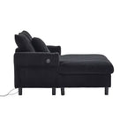 Oversized Upholstered Chaise Lounge Lazy Sleeper Sofa Bed Reading Couch with 3 Pillows, USB & Type-C port, Cup Holder, Side Pocket - ModernLuxe