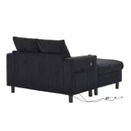 Oversized Upholstered Chaise Lounge Lazy Sleeper Sofa Bed Reading Couch with 3 Pillows, USB & Type-C port, Cup Holder, Side Pocket - ModernLuxe