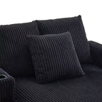 Oversized Upholstered Chaise Lounge Lazy Sleeper Sofa Bed Reading Couch with 3 Pillows, USB & Type-C port, Cup Holder, Side Pocket - ModernLuxe