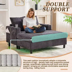 Oversized Upholstered Chaise Lounge Lazy Sleeper Sofa Bed Reading Couch with 3 Pillows, USB & Type-C port, Cup Holder, Side Pocket - ModernLuxe
