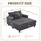 Oversized Upholstered Chaise Lounge Lazy Sleeper Sofa Bed Reading Couch with 3 Pillows, USB & Type-C port, Cup Holder, Side Pocket - ModernLuxe