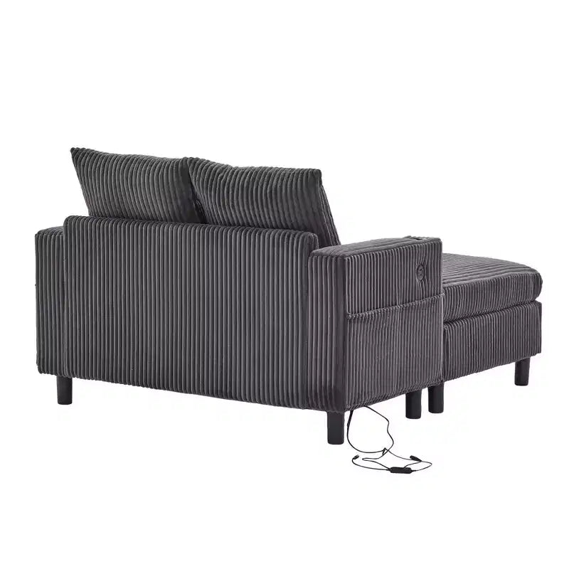Oversized Upholstered Chaise Lounge Lazy Sleeper Sofa Bed Reading Couch with 3 Pillows, USB & Type-C port, Cup Holder, Side Pocket - ModernLuxe