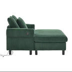 Oversized Upholstered Chaise Lounge Lazy Sleeper Sofa Bed Reading Couch with 3 Pillows, USB & Type-C port, Cup Holder, Side Pocket - ModernLuxe