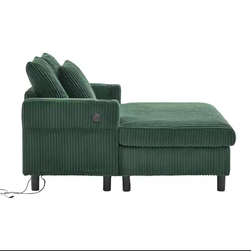 Oversized Upholstered Chaise Lounge Lazy Sleeper Sofa Bed Reading Couch with 3 Pillows, USB & Type-C port, Cup Holder, Side Pocket - ModernLuxe