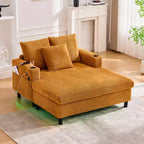 Oversized Upholstered Chaise Lounge Lazy Sleeper Sofa Bed Reading Couch with 3 Pillows, USB & Type-C port, Cup Holder, Side Pocket - ModernLuxe