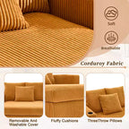 Oversized Upholstered Chaise Lounge Lazy Sleeper Sofa Bed Reading Couch with 3 Pillows, USB & Type-C port, Cup Holder, Side Pocket - ModernLuxe