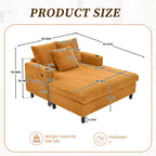 Oversized Upholstered Chaise Lounge Lazy Sleeper Sofa Bed Reading Couch with 3 Pillows, USB & Type-C port, Cup Holder, Side Pocket - ModernLuxe