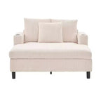 Oversized Upholstered Chaise Lounge Lazy Sleeper Sofa Bed Reading Couch with 3 Pillows, USB & Type-C port, Cup Holder, Side Pocket - ModernLuxe