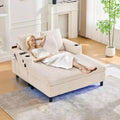 Oversized Upholstered Chaise Lounge Lazy Sleeper Sofa Bed Reading Couch with 3 Pillows, USB & Type-C port, Cup Holder, Side Pocket - ModernLuxe