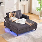 Oversized Upholstered Chaise Lounge Lazy Sleeper Sofa Bed Reading Couch with 3 Pillows, USB & Type-C port, Cup Holder, Side Pocket - ModernLuxe
