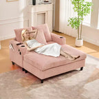 Oversized Upholstered Chaise Lounge Lazy Sleeper Sofa Bed Reading Couch with 3 Pillows, USB & Type-C port, Cup Holder, Side Pocket - ModernLuxe