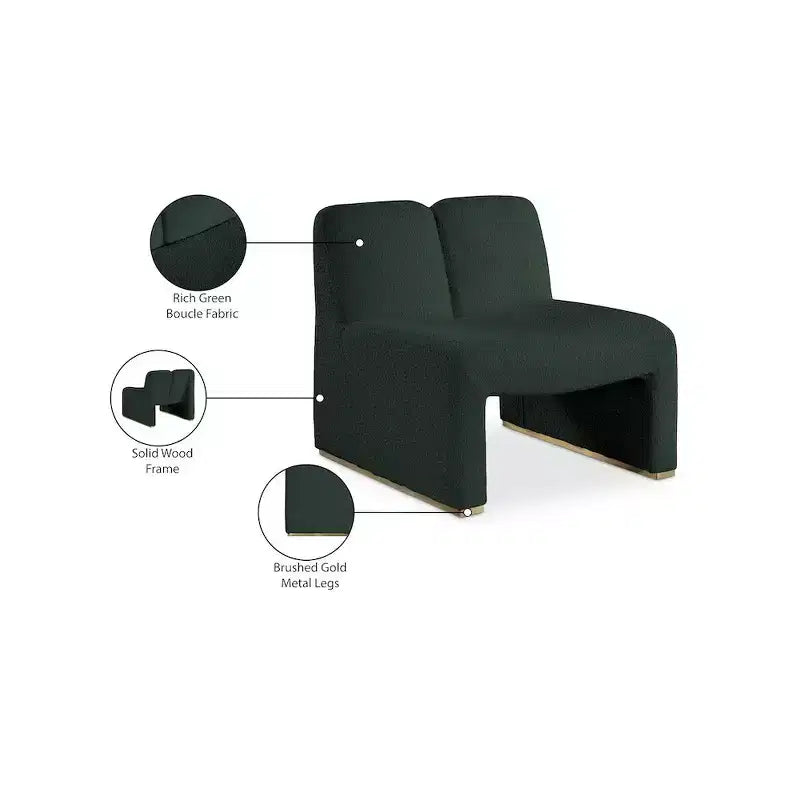 Meridian Furniture,Alta Green Boucle Fabric Accent Chair