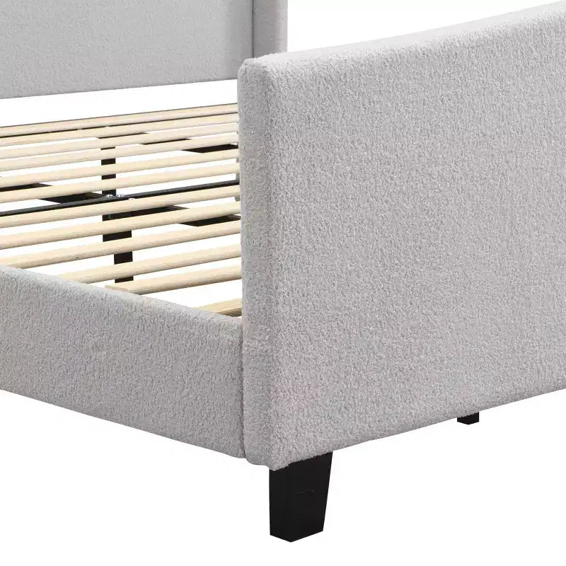 GDFStudio Bloor Teddy Velvet Upholstered Wood Bed