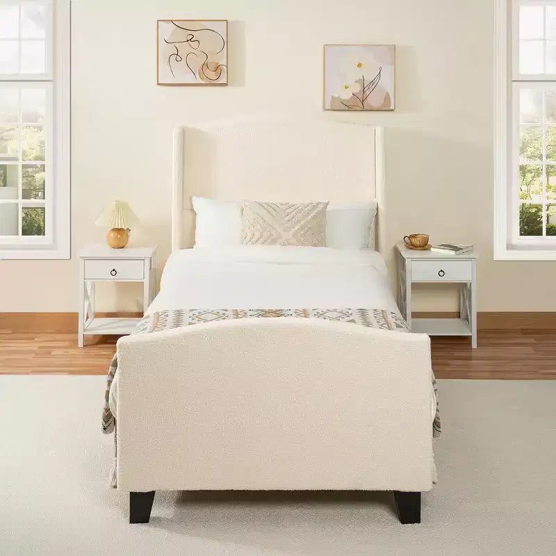 GDFStudio Bloor Teddy Velvet Upholstered Wood Bed
