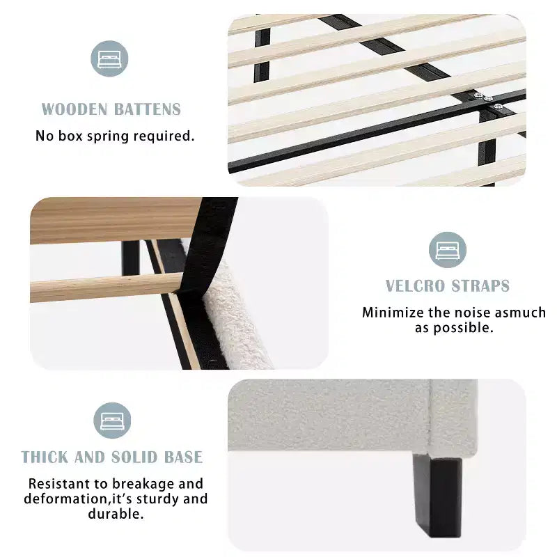 GDFStudio Bloor Teddy Velvet Upholstered Wood Bed