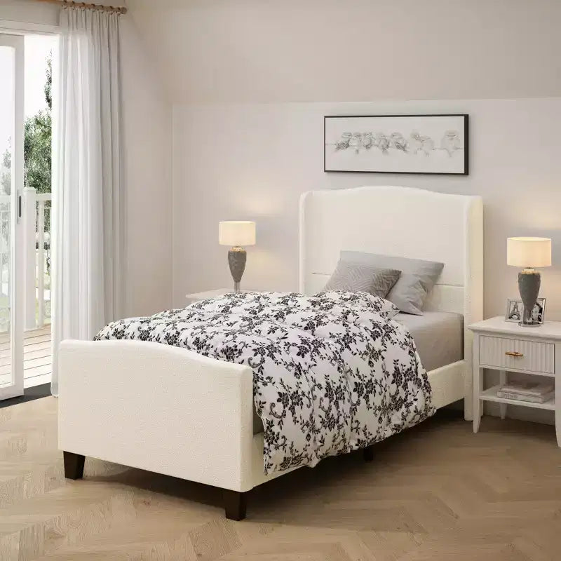 GDFStudio Bloor Teddy Velvet Upholstered Wood Bed
