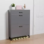 Acekool Shoe Cabinet, Slim 2 Flip Drawer MDF Shoe Organizer with Top Drawer, Anti-Tip, Space-Saving Storage