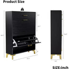 Acekool Shoe Cabinet, Slim 2 Flip Drawer MDF Shoe Organizer with Top Drawer, Anti-Tip, Space-Saving Storage