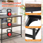 FDW 3-Tier Kitchen Island Storage Kitchen Counter with Adjustable Feet Thick Board Top and Solid Metal, Brown