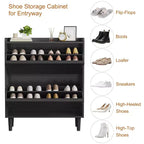 Wooden Shoe Cabinet with 2 Flip Drawers with Adjustable Shelf for Entryway, Hallway, Living Room