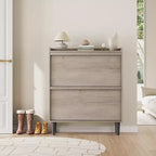 Wooden Shoe Cabinet with 2 Flip Drawers with Adjustable Shelf for Entryway, Hallway, Living Room