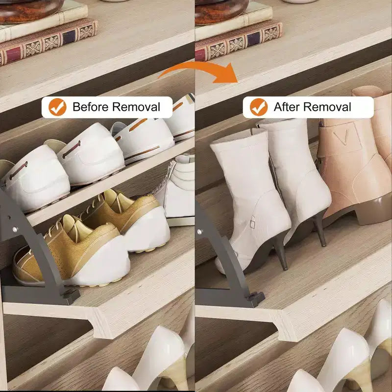Wooden Shoe Cabinet with 2 Flip Drawers with Adjustable Shelf for Entryway, Hallway, Living Room