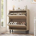 Wooden Shoe Cabinet with 2 Flip Drawers with Adjustable Shelf for Entryway, Hallway, Living Room