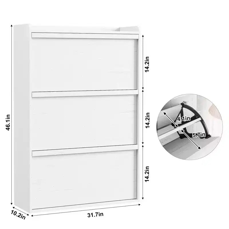 Wooden Shoe Cabinet with 2 Flip Drawers with Adjustable Shelf for Entryway, Hallway, Living Room