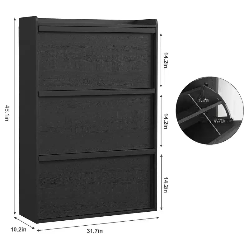 Wooden Shoe Cabinet with 2 Flip Drawers with Adjustable Shelf for Entryway, Hallway, Living Room