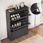 Wooden Shoe Cabinet with 2 Flip Drawers with Adjustable Shelf for Entryway, Hallway, Living Room