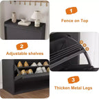 Wooden Shoe Cabinet with 2 Flip Drawers with Adjustable Shelf for Entryway, Hallway, Living Room