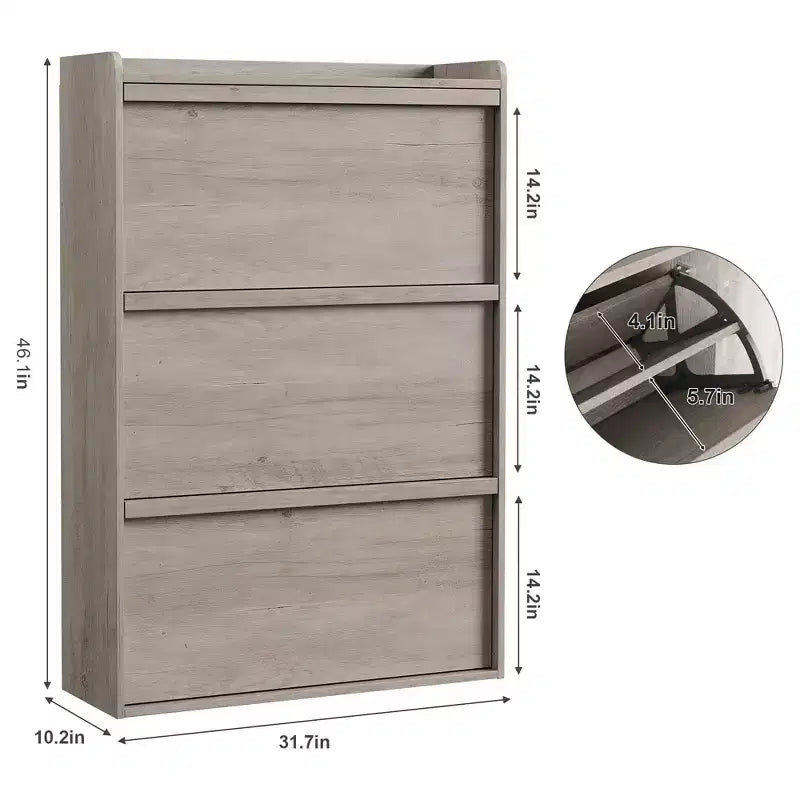 Wooden Shoe Cabinet with 2 Flip Drawers with Adjustable Shelf for Entryway, Hallway, Living Room