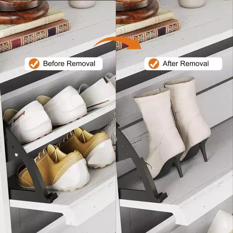 Wooden Shoe Cabinet with 2 Flip Drawers with Adjustable Shelf for Entryway, Hallway, Living Room