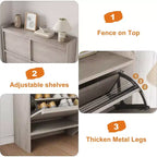Wooden Shoe Cabinet with 2 Flip Drawers with Adjustable Shelf for Entryway, Hallway, Living Room
