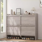 Wooden Shoe Cabinet with 2 Flip Drawers with Adjustable Shelf for Entryway, Hallway, Living Room