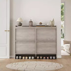 Wooden Shoe Cabinet with 2 Flip Drawers with Adjustable Shelf for Entryway, Hallway, Living Room