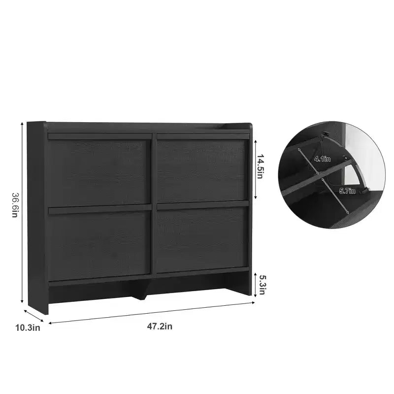 Wooden Shoe Cabinet with 2 Flip Drawers with Adjustable Shelf for Entryway, Hallway, Living Room