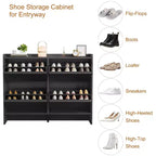Wooden Shoe Cabinet with 2 Flip Drawers with Adjustable Shelf for Entryway, Hallway, Living Room