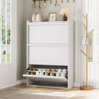 Wooden Shoe Cabinet with 2 Flip Drawers with Adjustable Shelf for Entryway, Hallway, Living Room